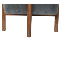 Repose-pieds en bois massif et velours gris