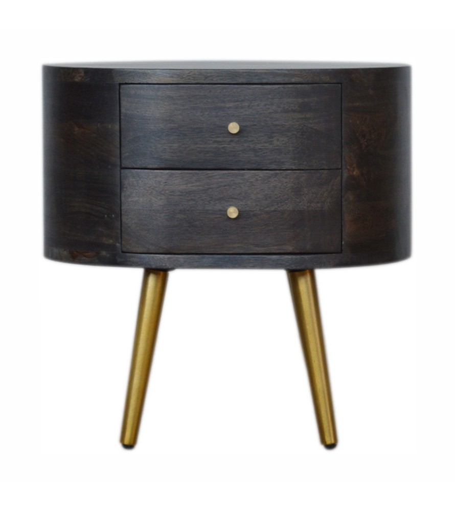 Table de chevet noir cendré avec pieds en laiton