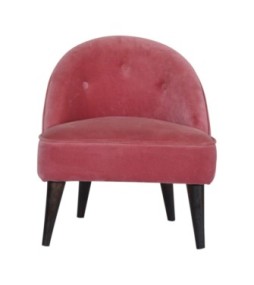 Fauteuil capitonné en velours rose