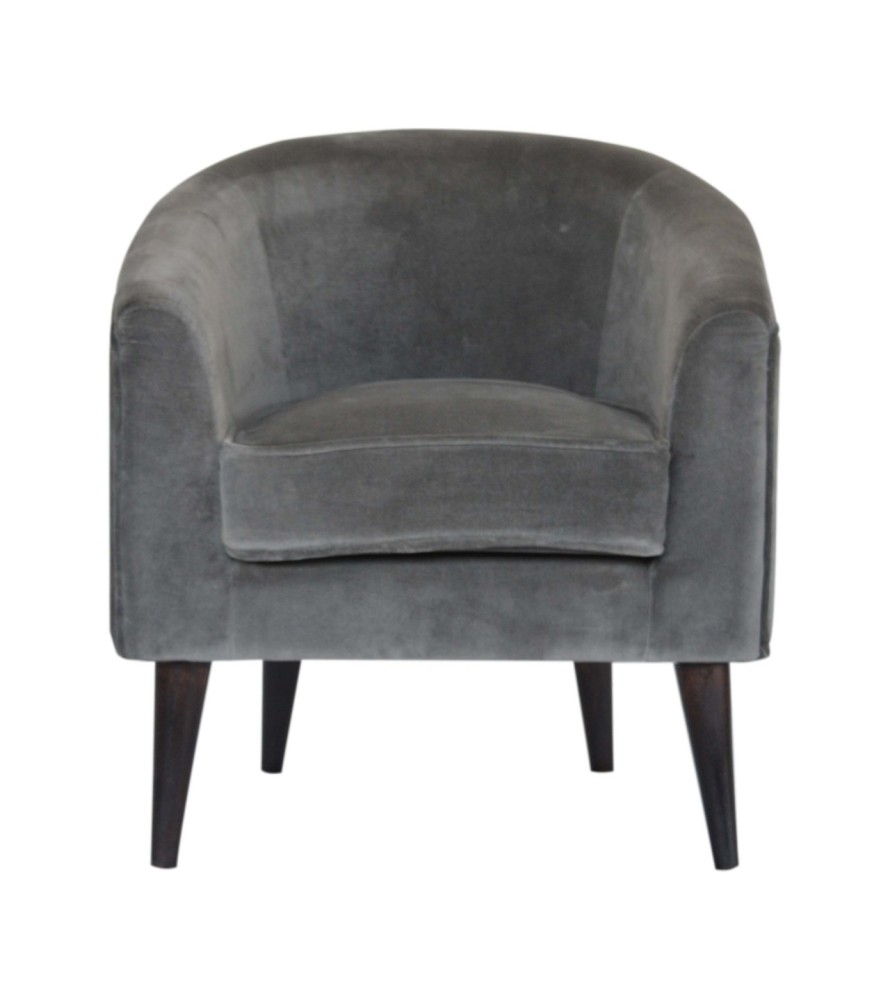 Fauteuil de style nordique en velours gris