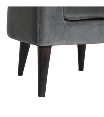 Fauteuil de style nordique en velours gris