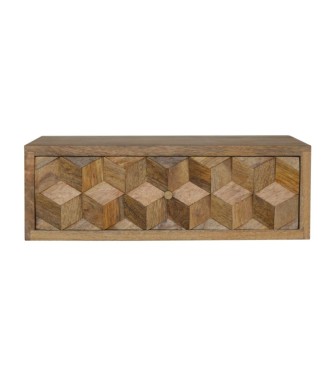 Table de chevet sculptée en forme de cube flottant