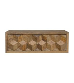 Table de chevet sculptée en forme de cube flottant