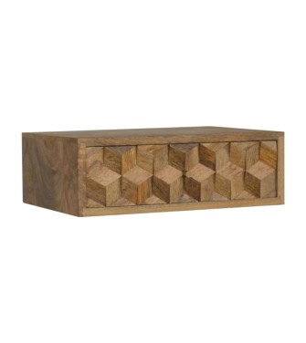 Table de chevet sculptée en forme de cube flottant