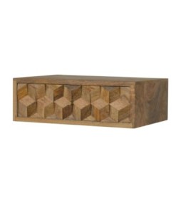 Table de chevet sculptée en forme de cube flottant