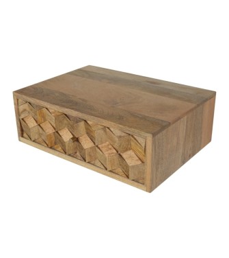 Table de chevet sculptée en forme de cube flottant