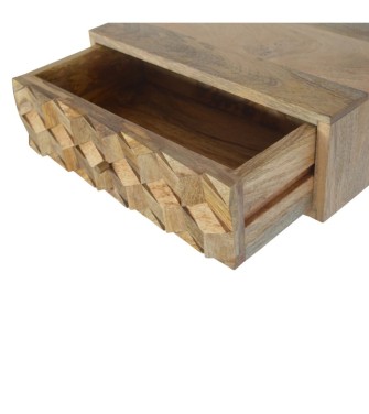 Table de chevet sculptée en forme de cube flottant