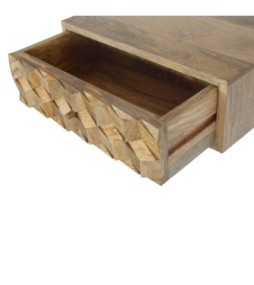 Table de chevet sculptée en forme de cube flottant