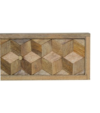 Table de chevet sculptée en forme de cube flottant