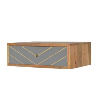Table de chevet flottante en ciment avec incrustations de laiton