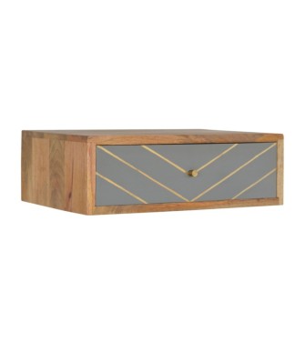 Table de chevet flottante en ciment avec incrustations de laiton