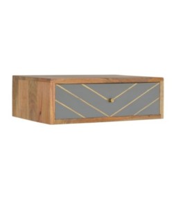 Table de chevet flottante en ciment avec incrustations de laiton