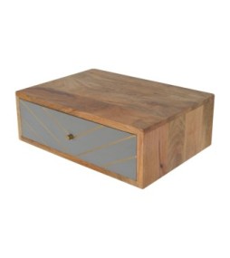 Table de chevet flottante en ciment avec incrustations de laiton