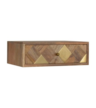 Table de chevet murale avec incrustations en laiton