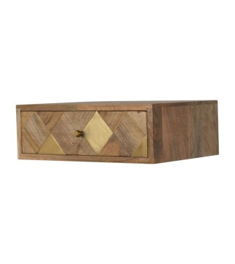 Table de chevet murale avec incrustations en laiton