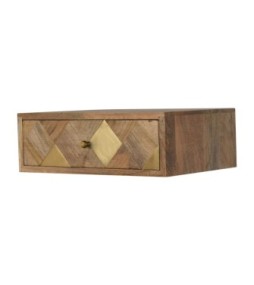 Table de chevet murale avec incrustations en laiton
