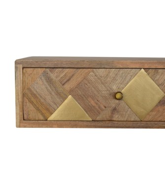 Table de chevet murale avec incrustations en laiton