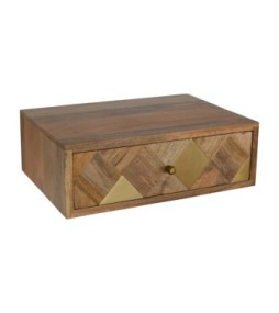 Table de chevet murale avec incrustations en laiton