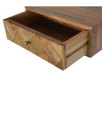 Table de chevet murale avec incrustations en laiton