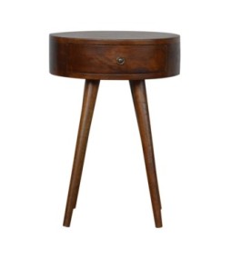 Table de chevet ronde finition châtaigne nordique
