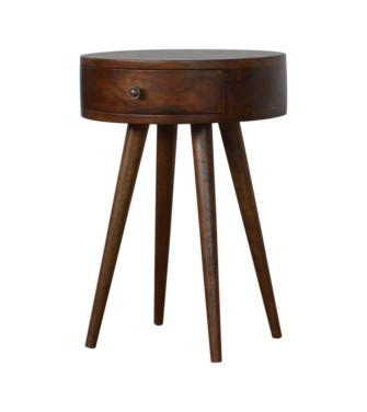 Table de chevet ronde finition châtaigne nordique
