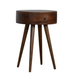 Table de chevet ronde finition châtaigne nordique