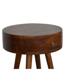 Table de chevet ronde finition châtaigne nordique