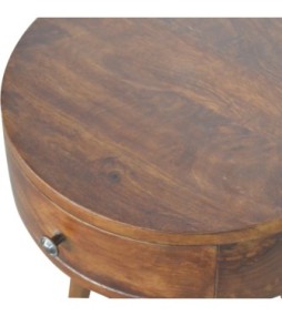 Table de chevet ronde finition châtaigne nordique