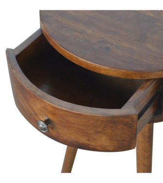 Table de chevet ronde finition châtaigne nordique