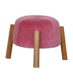 Repose-pieds conique en velours rose