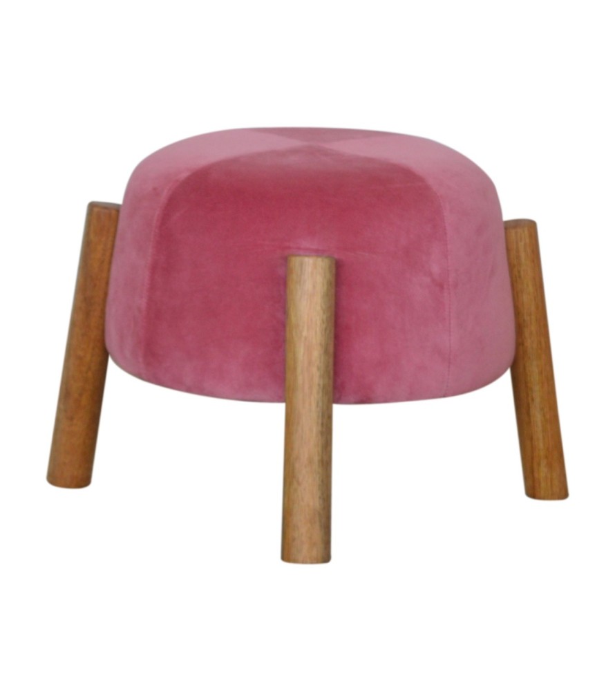 Repose-pieds conique en velours rose