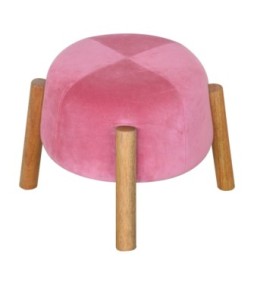 Repose-pieds conique en velours rose