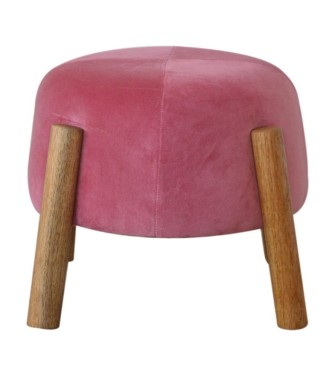 Repose-pieds conique en velours rose