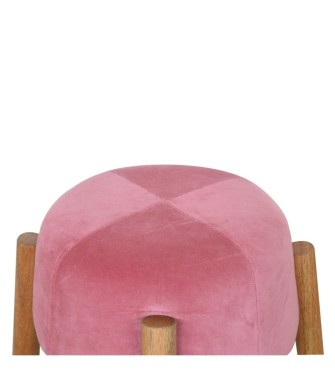 Repose-pieds conique en velours rose