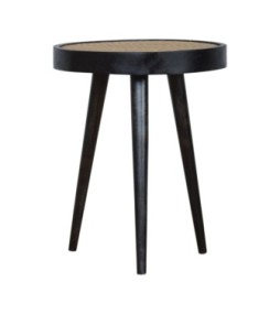 Carbon Black Rattan End Table