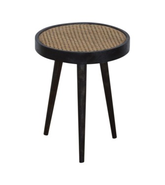 Carbon Black Rattan End Table