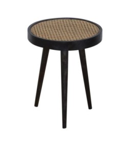 Carbon Black Rattan End Table