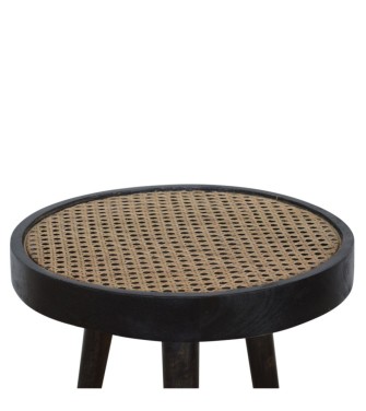 Carbon Black Rattan End Table