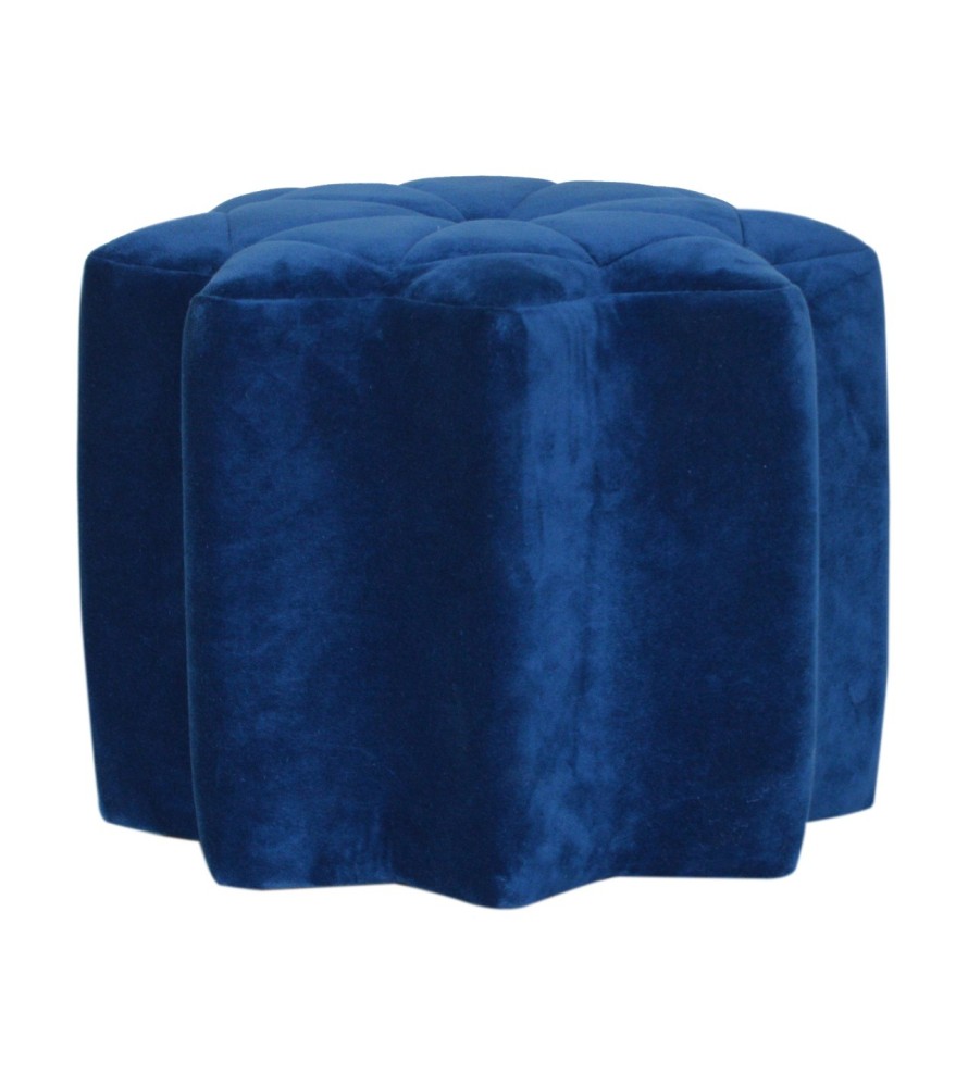 Blue Velvet Star Footstool