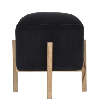 Black Velvet Solid Wood Footstool