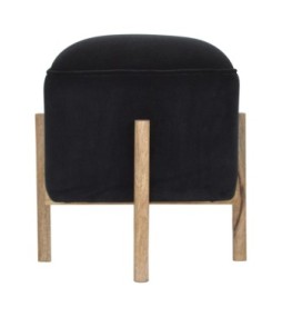 Repose-pieds en bois massif et velours noir
