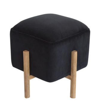 Repose-pieds en bois massif et velours noir