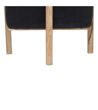 Repose-pieds en bois massif et velours noir