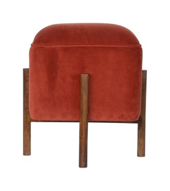 Brick Velvet Solid Wood Footstool