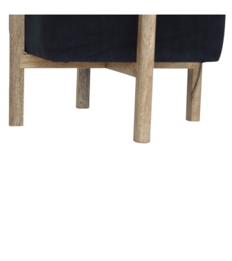Repose-pieds en bois massif et velours noir