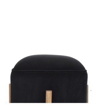 Repose-pieds en bois massif et velours noir
