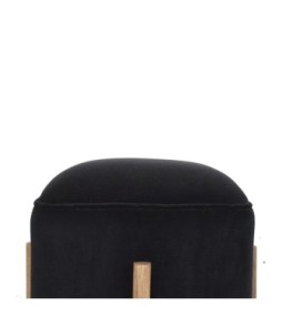 Repose-pieds en bois massif et velours noir