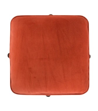 Repose-pieds en velours rouge brique et bois massif