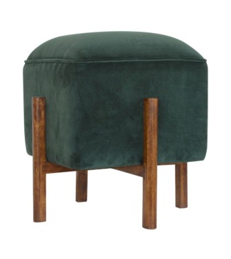 Emerald Velvet Solid Wood Footstool