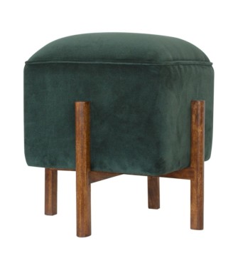 Emerald Velvet Solid Wood Footstool
